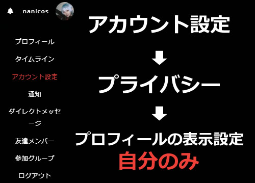 非公開アカウントの設定方法